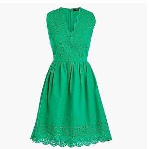 J.Crew Border eyelet dress in Brilliant Kelly